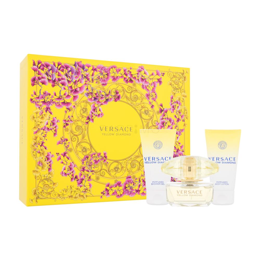 Versace Yellow Diamond Darilni set toaletna voda 50 ml + losjon za telo 50 ml + gel za prhanje 50 ml poškodovana škatla