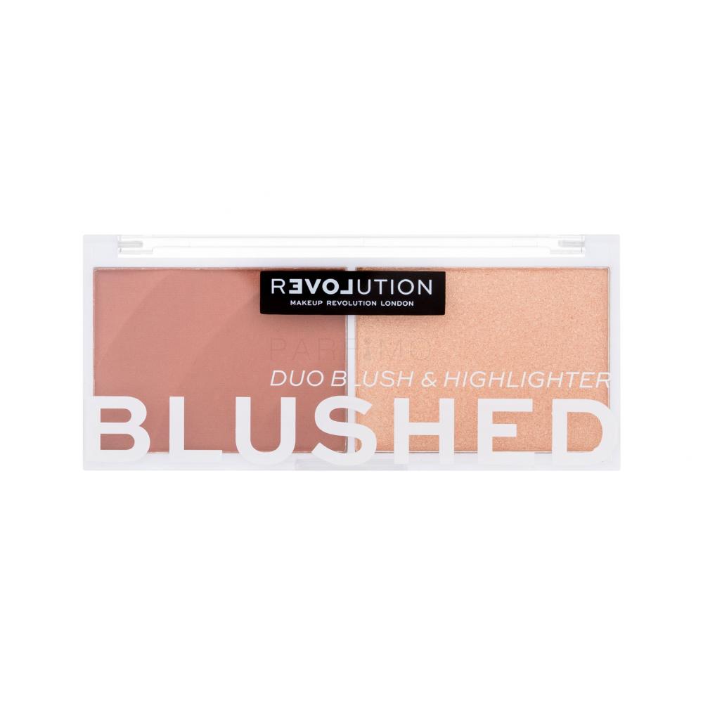 Revolution Relove Colour Play Blushed Duo Blush & Highlighter Paletka za konturing za ženske 5,8 g Odtenek Kindness
