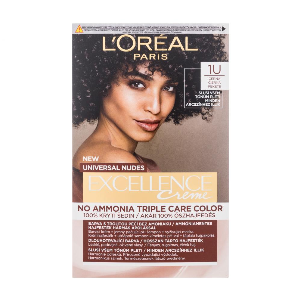 L'Oréal Paris Excellence Creme Triple Protection No Ammonia Barva za lase za ženske 48 ml Odtenek 1U Black