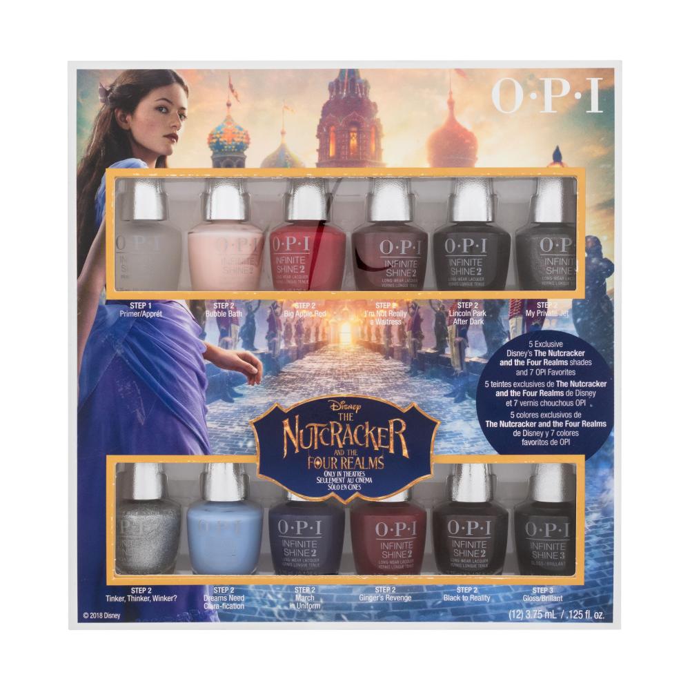 OPI Infinite Shine The Nutcracker And The Four Realms Darilni set podlak Infinite Shine 1 Primer 3,75 ml + lak za nohte Infinite Shine 2 10 x 3,75 ml + prekrivni lak za nohte Infinite Shine 3 Gloss 3,75 ml