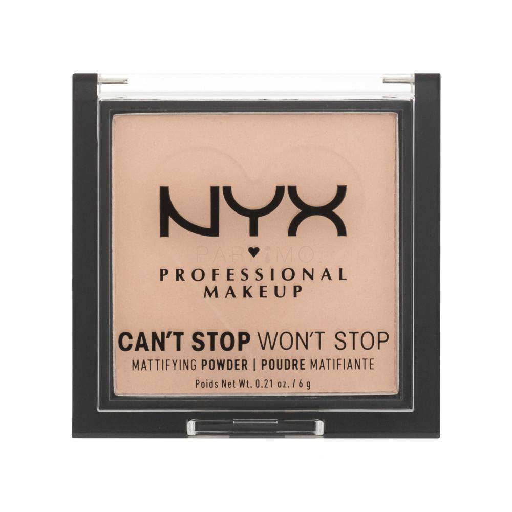NYX Professional Makeup Can't Stop Won't Stop Mattifying Powder Puder v prahu za ženske 6 g Odtenek 03 Light Medium