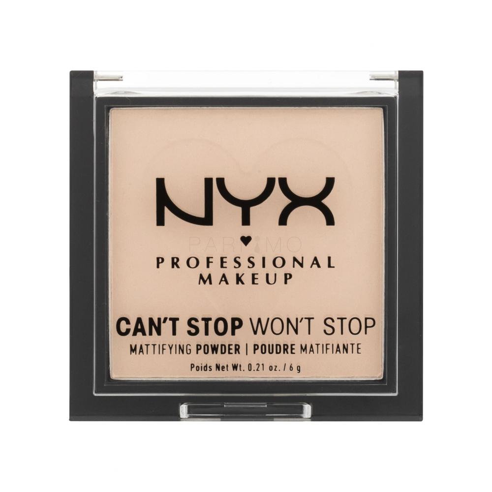 NYX Professional Makeup Can't Stop Won't Stop Mattifying Powder Puder v prahu za ženske 6 g Odtenek 02 Light