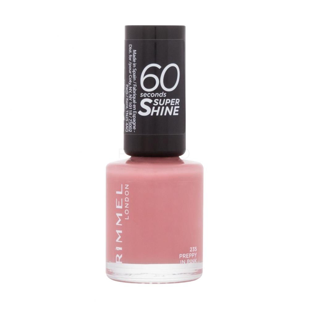 Rimmel London 60 Seconds Super Shine Lak za nohte za ženske 8 ml Odtenek 235 Preppy In Pink