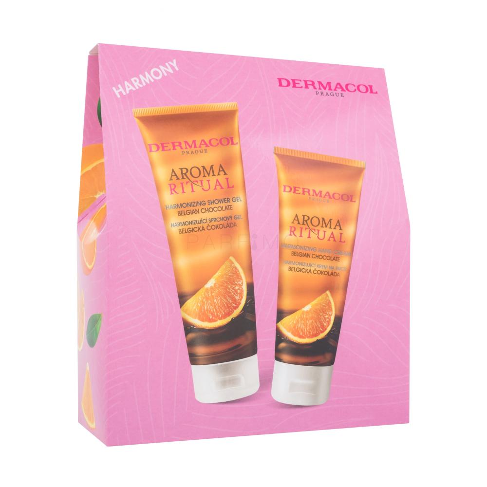Dermacol Aroma Ritual Belgian Chocolate Darilni set gel za prhanje Aroma Ritual Belgian Chocolate 250 ml + krema za roke Aroma Ritual Belgian Chocolate 100 ml