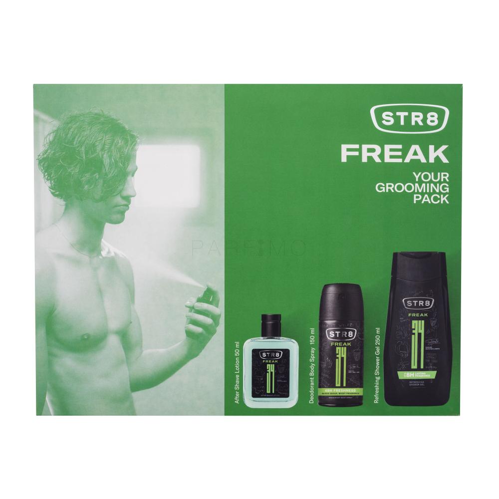 STR8 FREAK SET1 Darilni set vodica po britju 50 ml + gel za prhanje 250 ml + deodorant 150 ml