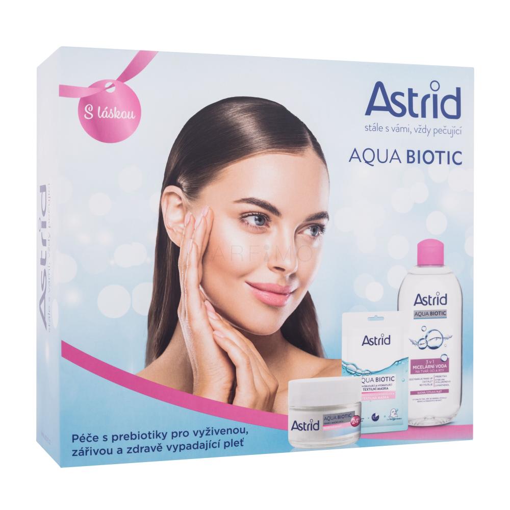 Astrid Aqua Biotic Darilni set dnevna in nočna krema za obraz Aqua Biotic 50 ml + micelarna vodica Aqua Biotic 3in1 Micellar Water 400 ml + tekstilna maska za obraz Aqua Biotic 1 kos