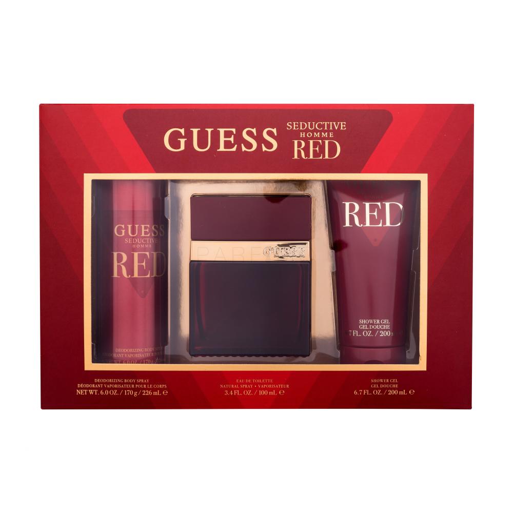 GUESS Seductive Homme Red Darilni set toaletna voda 100 ml + deodorant 226 ml + gel za prhanje 200 ml