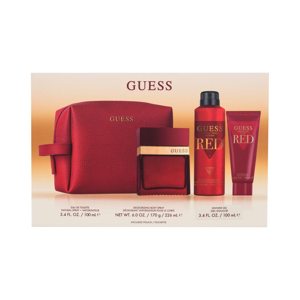 GUESS Seductive Homme Red Darilni set toaletna voda 100 ml + deodorant 226 ml + gel za prhanje 100 ml + kozmetična torbica