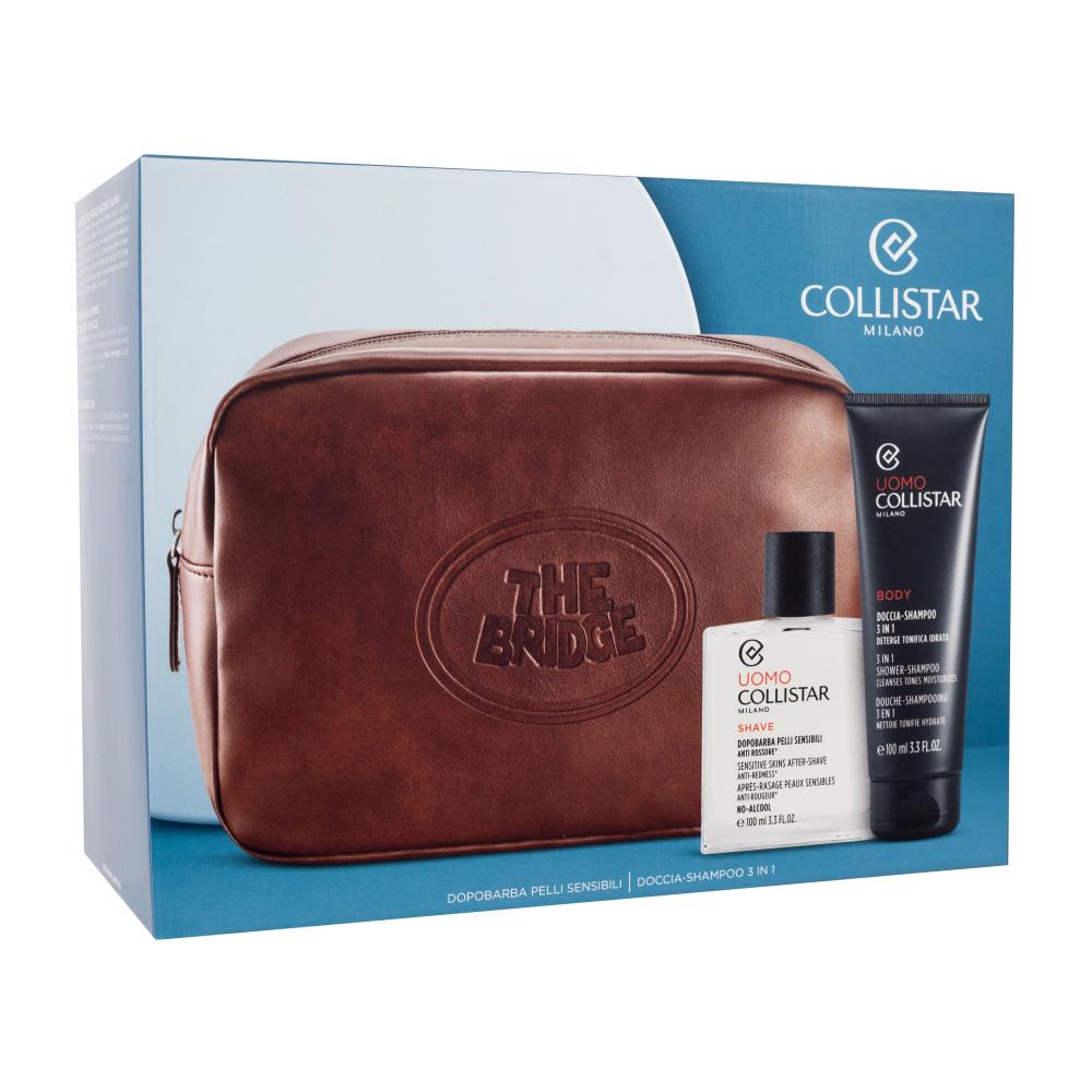 Collistar Uomo Sensitive Skins After-Shave Darilni set balzam po britju Uomo Shave Sensitive Skins After-Shave 100 ml + gel za prhanje Uomo Body 3 In 1 Shower - Shampoo 100 ml + kozmetična torbica The Bridge