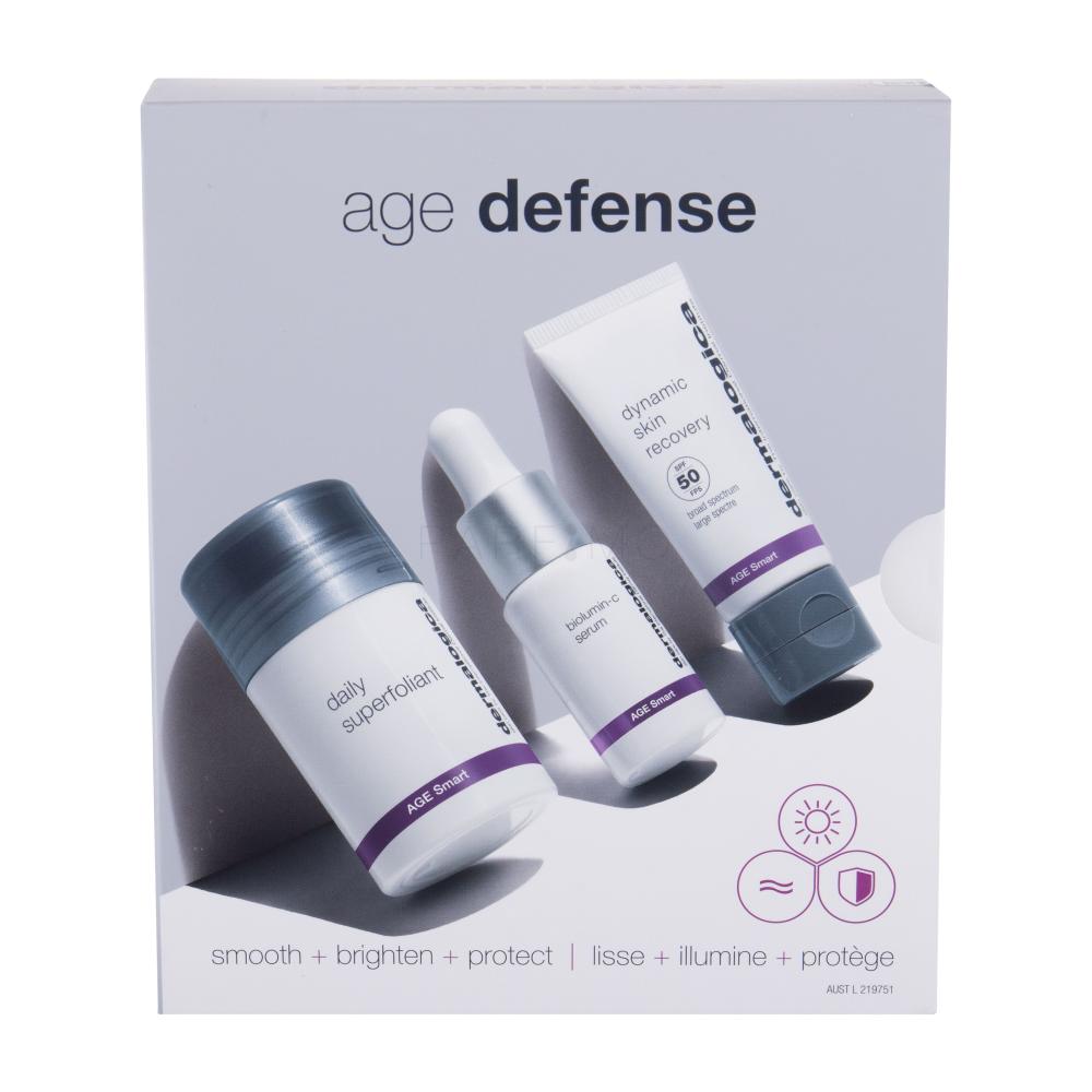 Dermalogica Age Smart Dynamic Skin Recovery Darilni set denní pleťová péče SPF50 12 ml + pleťový peeling v prášku Daily Superfoliant 13 g + pleťové sérum Biolumin-C 10 ml poškodovana škatla