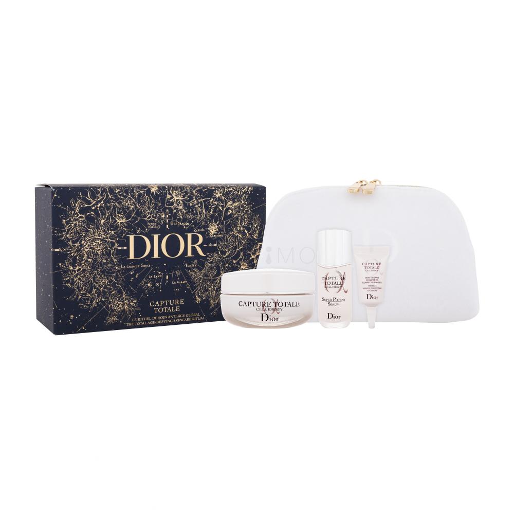Dior Capture Totale C.E.L.L. Energy Darilni set dnevna krema za obraz Capture Totale C.E.L.L. Energy 50 ml + krema za okoli oči Capture Totale C.E.L.L. Energy 5 ml + serum za obraz Capture Totale C.E.L.L. Energy Super Potent Serum 10 ml + kozmetična torbica