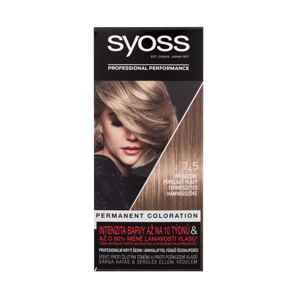 Syoss Permanent Coloration Barva za lase za ženske 50 ml Odtenek 7-5 Natural Ashy Blond