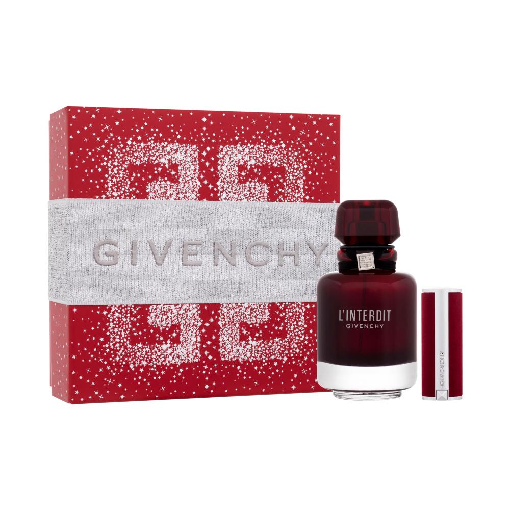 Givenchy L'Interdit Rouge Darilni set parfumska voda 50 ml + šminka Le Rouge Deep Velvet 1,5 g 37 Rouge Grainé