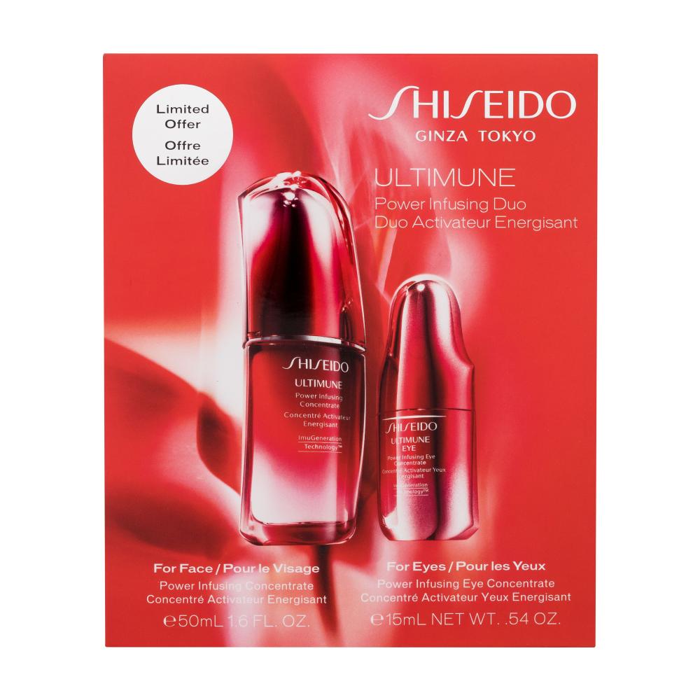 Shiseido Ultimune Power Infusing Duo Darilni set serum za obraz Ultimune Power Infusing Concentrate 50 ml + serum za okoli oči Ultimune Power Infusing Eye Concentrate 15 ml