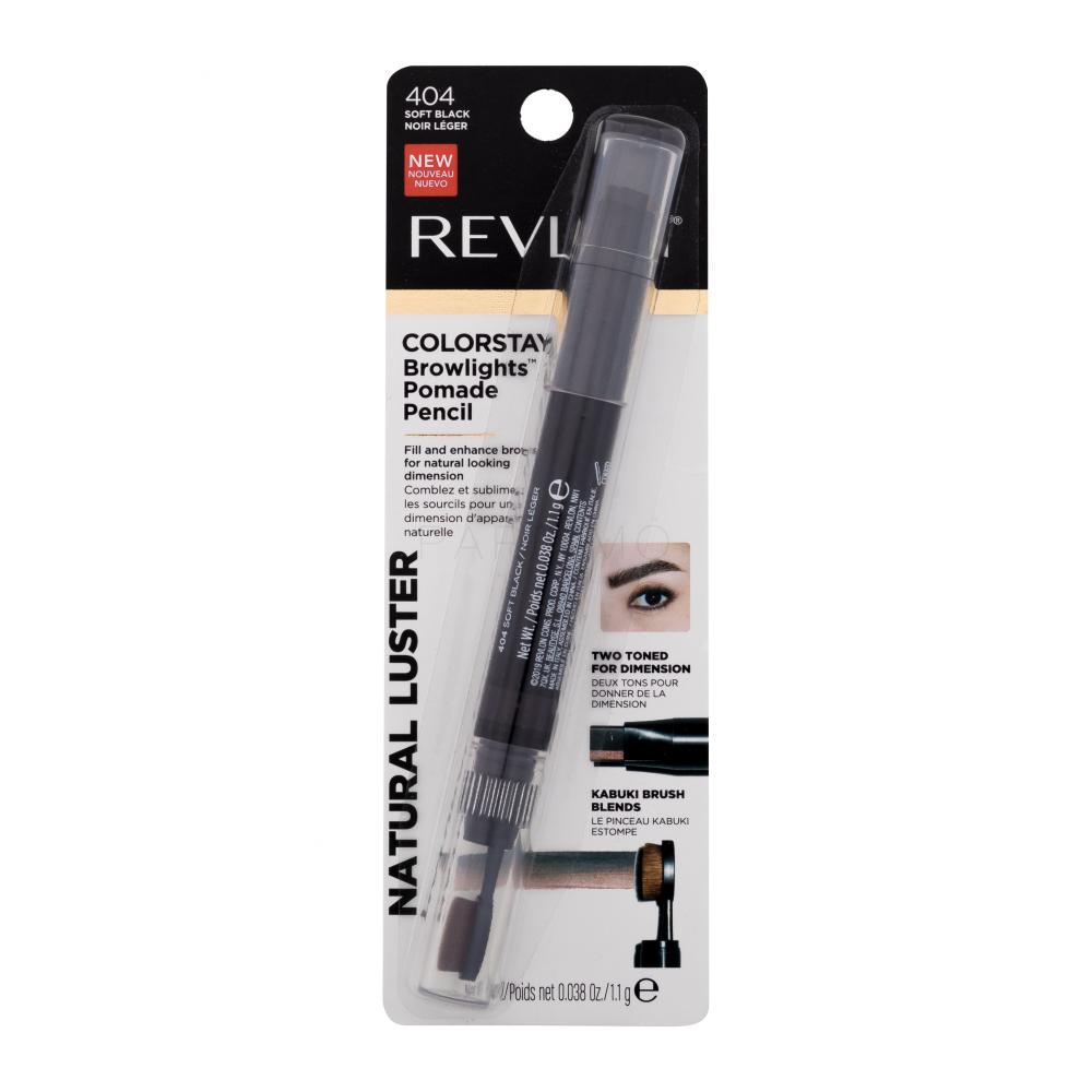 Revlon Colorstay Browlights Pomade Pencil Svinčnik za obrvi za ženske 1,1 g Odtenek 404 Soft Black