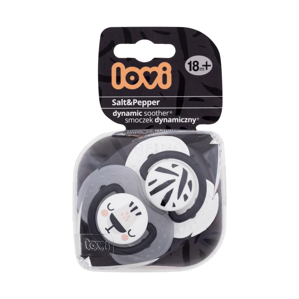 LOVI Salt&Pepper Dynamic Soother 18m+ Duda za otroke 2 kos