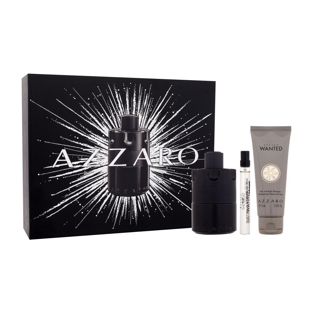 Azzaro The Most Wanted Darilni set parfumska voda 100 ml + parfumska voda 10 ml + šampon za lase in telo Wanted 75 ml