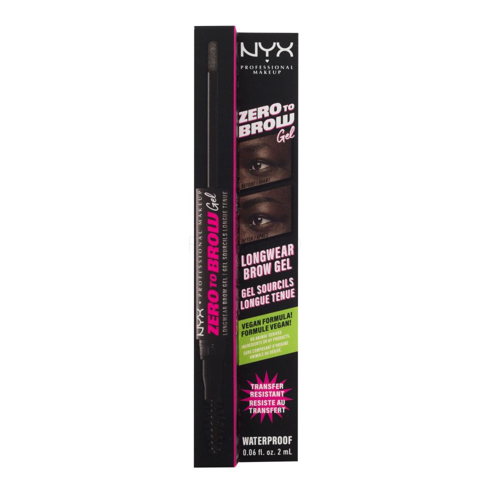 NYX Professional Makeup Zero To Brow Gel za obrvi za ženske 2 ml Odtenek 08 Black