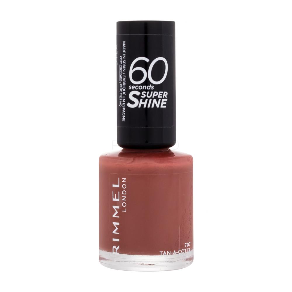 Rimmel London 60 Seconds Super Shine Lak za nohte za ženske 8 ml Odtenek 707 Tan-A-Cotta