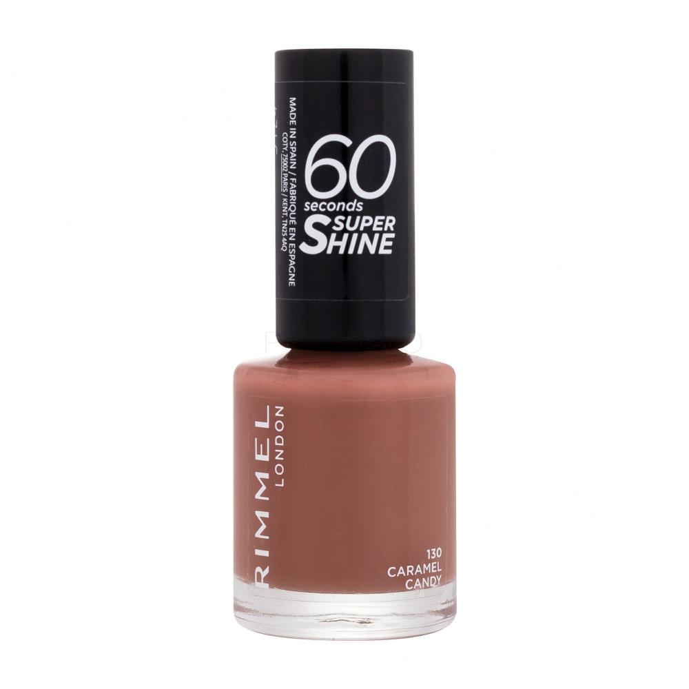 Rimmel London 60 Seconds Super Shine Lak za nohte za ženske 8 ml Odtenek 130 Caramel Candy