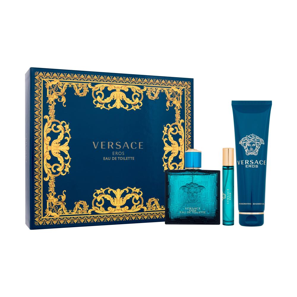 Versace Eros Darilni set toaletna voda 100 ml + toaletna voda 10 ml + gel za prhanje 150 ml poškodovana škatla
