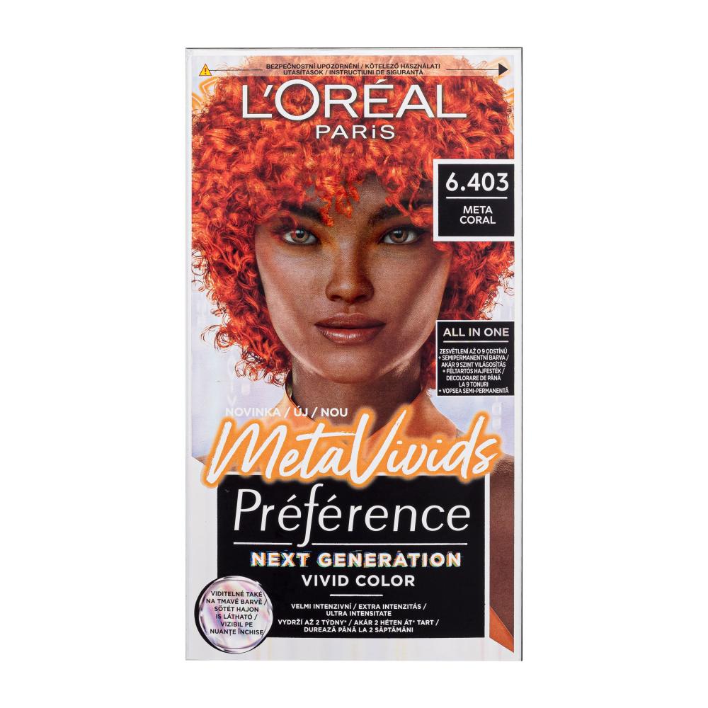 L'Oréal Paris Préférence Meta Vivids Barva za lase za ženske 75 ml Odtenek 6.403 Meta Coral