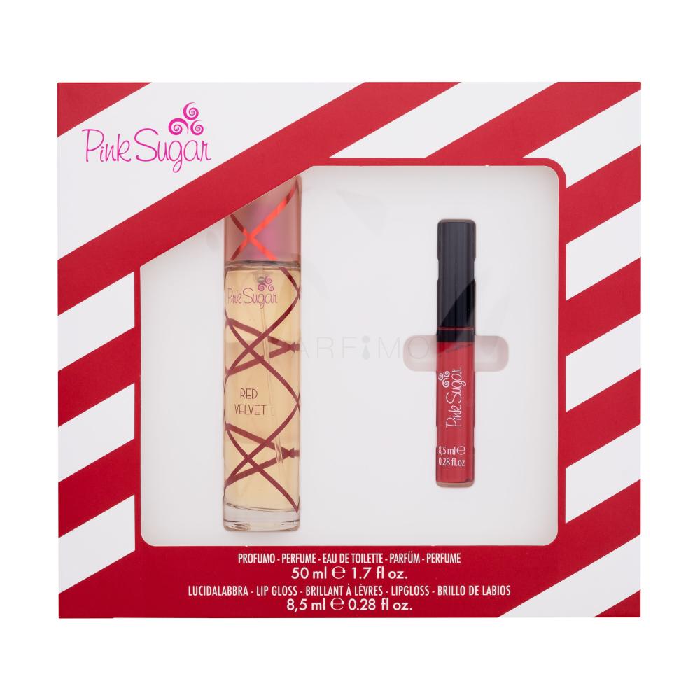 Pink Sugar Red Velvet Darilni set toaletna voda 50 ml + glos za ustnice 8,5 ml