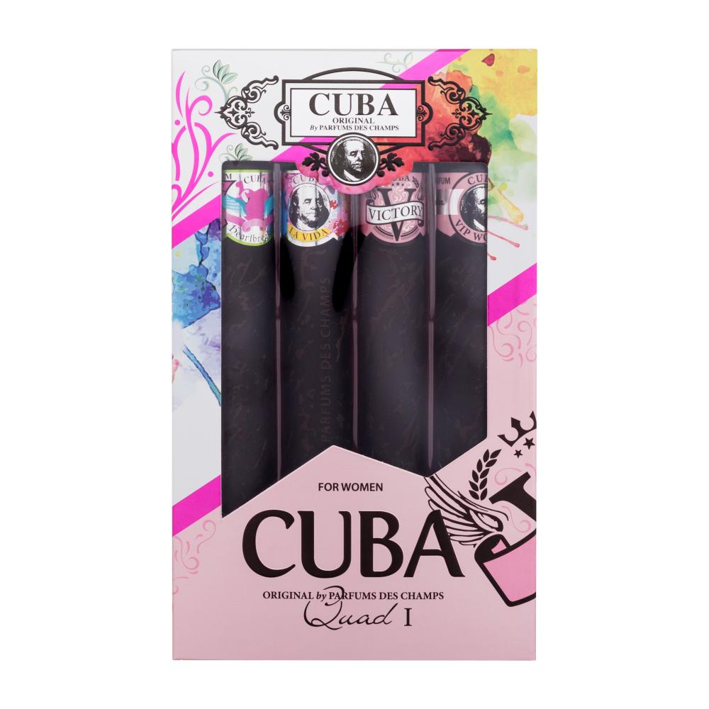 Cuba Quad I Darilni set parfumska voda Heartbreaker 35 ml + parfumska voda La Vida 35 ml + parfumska voda Victory 35 ml + parfumska voda VIP 35 ml poškodovana škatla