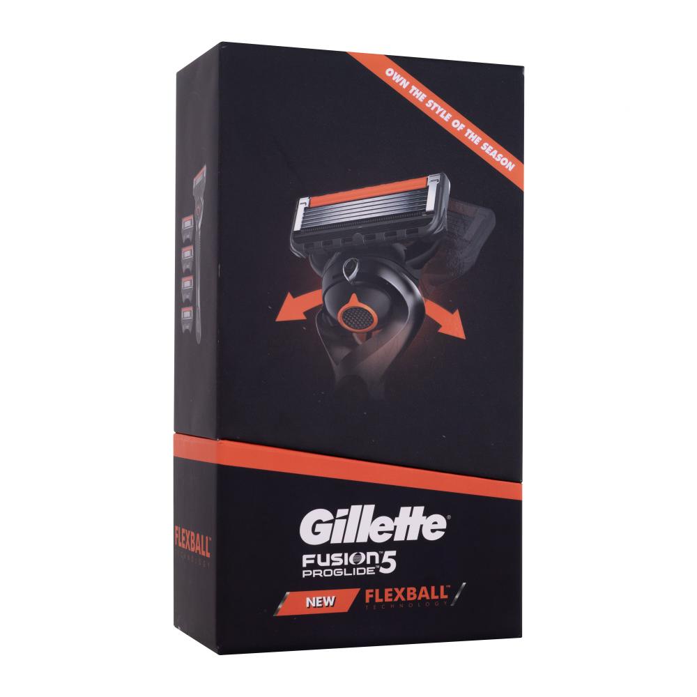 Gillette Fusion Proglide Flexball Darilni set brivnik z eno glavo 1 kos + rezervne britvice 4 kos