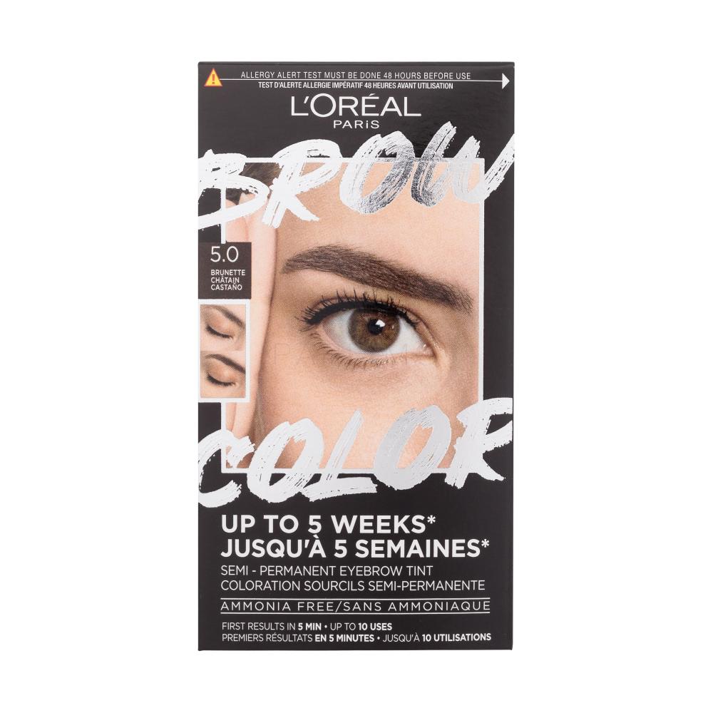 L'Oréal Paris Brow Color Semi-Permanent Eyebrow Tint Barva za obrvi za ženske 1 kos Odtenek 5.0 Brunette