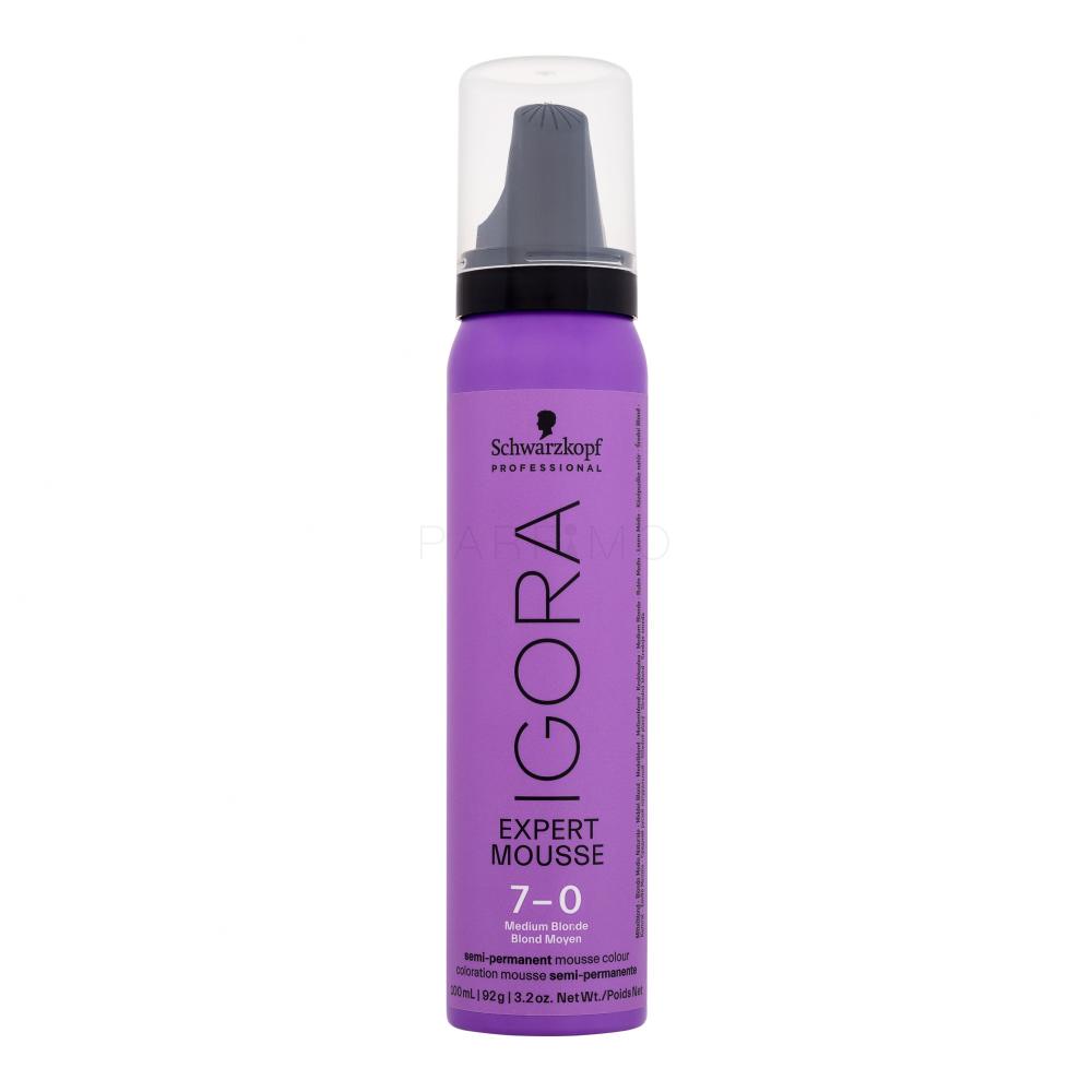 Schwarzkopf Professional Igora Expert Mousse Barva za lase za ženske 100 ml Odtenek 7-0 Medium Blonde