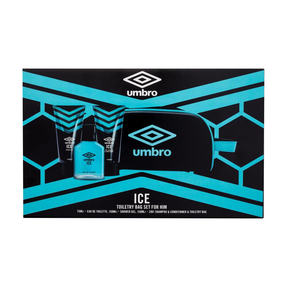 UMBRO Ice Darilni set toaletna voda 75 ml + gel za prhanje 150 ml + šampon in balzam 2v1 150 ml + kozmetična torbica poškodovana škatla