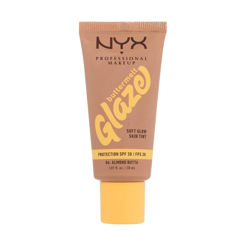 NYX Professional Makeup Buttermelt Glaze Soft Glow Skin Tint SPF30 Puder za ženske 30 ml Odtenek 04 Almond Butta