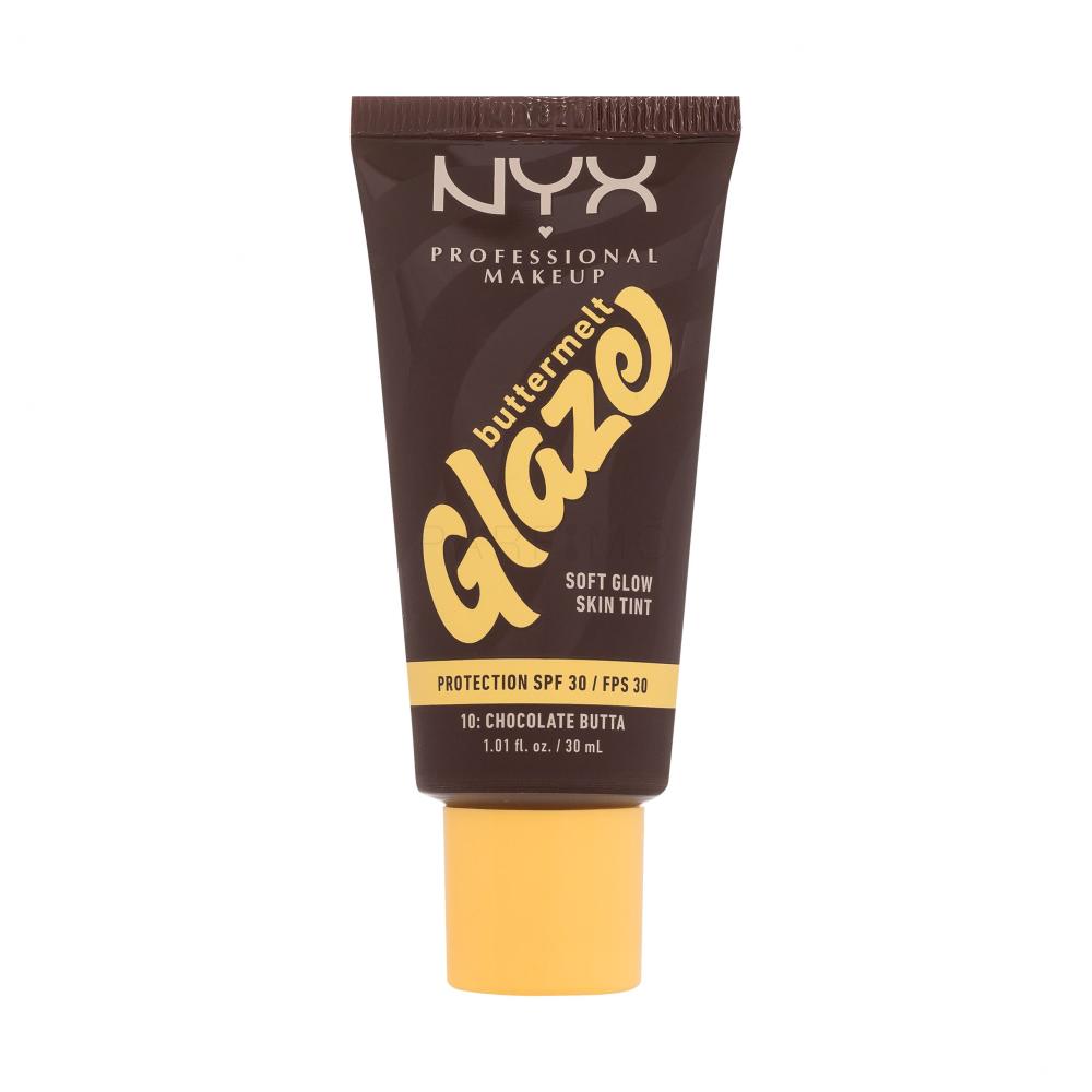 NYX Professional Makeup Buttermelt Glaze Soft Glow Skin Tint SPF30 Puder za ženske 30 ml Odtenek 10 Chocolate Butta