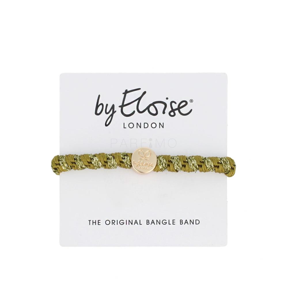 By Eloise London Woven Gold Circle Elastika za lase za ženske 1 kos Odtenek Olive Green