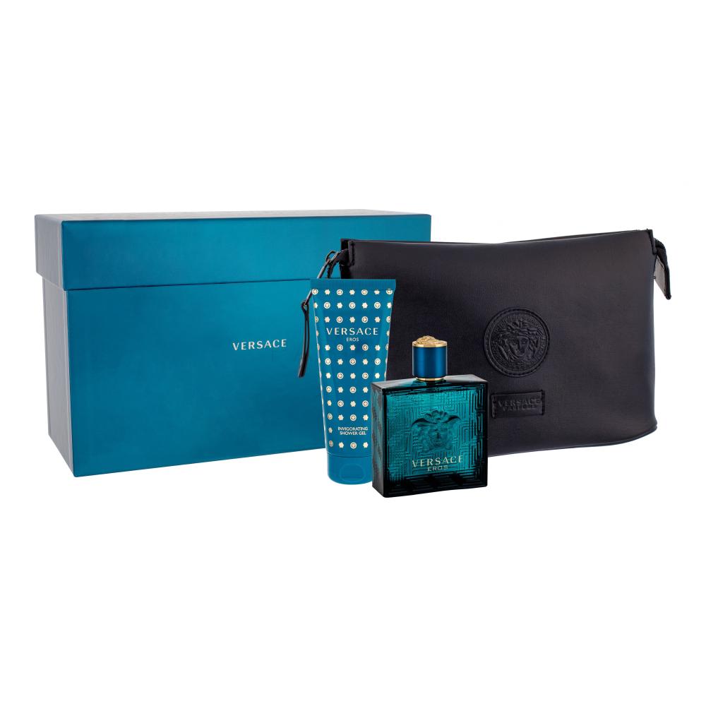 Versace Eros Darilni set toaletna voda 100 ml + gel za prhanje 100 ml + toaletna torbica