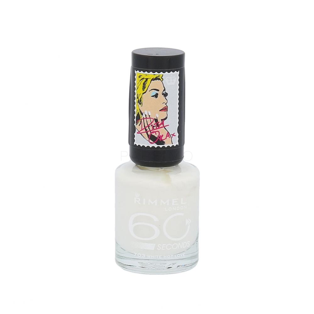 Rimmel London 60 Seconds By Rita Ora Lak za nohte za ženske 8 ml Odtenek 703 White Hot Love