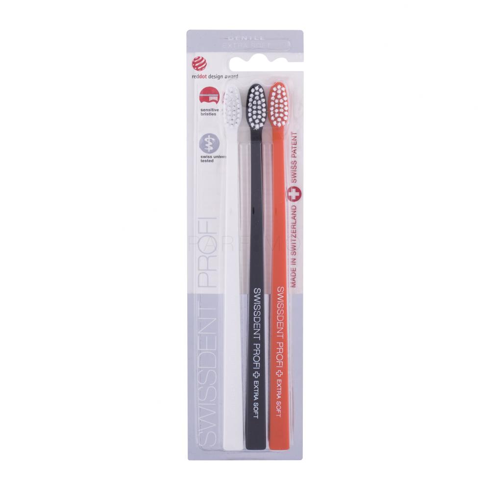 Swissdent Profi Gentle Trio Zobna ščetka 3 kos Odtenek White, Black, Orange