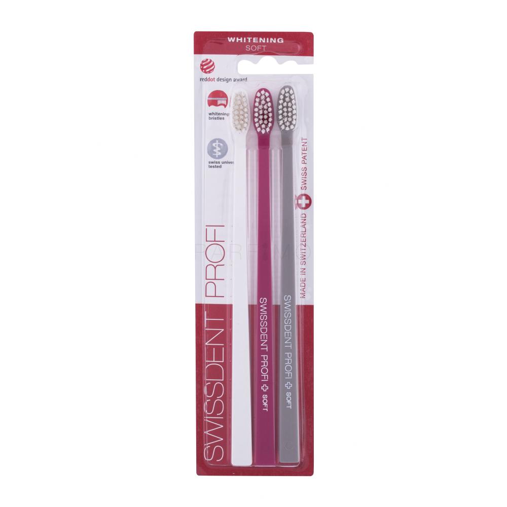 Swissdent Profi Whitening Trio Soft Zobna ščetka 3 kos Odtenek White, Pink, Grey