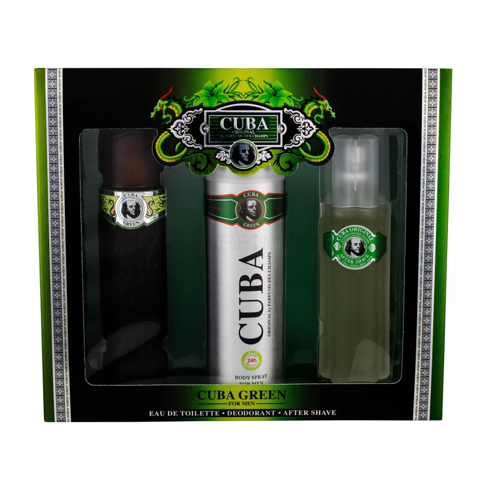 Cuba Green Darilni set toaletna voda 100 ml + deodorant 200 ml + vodica po britju 100 ml