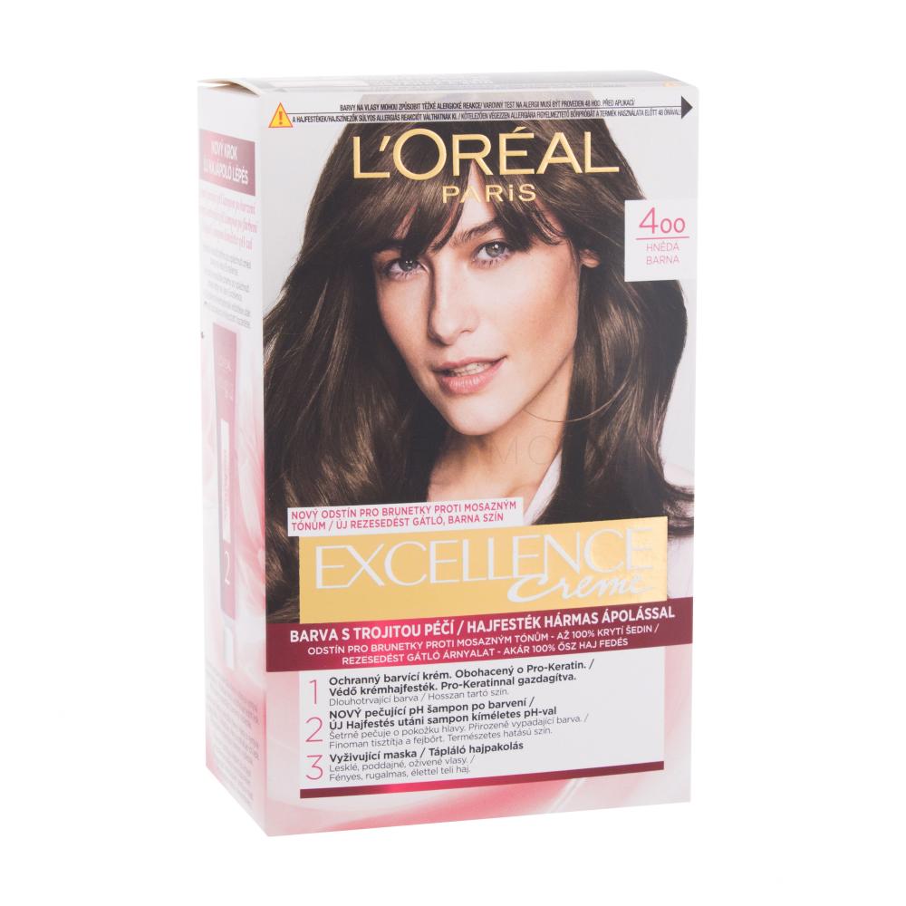 L'Oréal Paris Excellence Creme Triple Protection Barva za lase za ženske 48 ml Odtenek 400 Brown