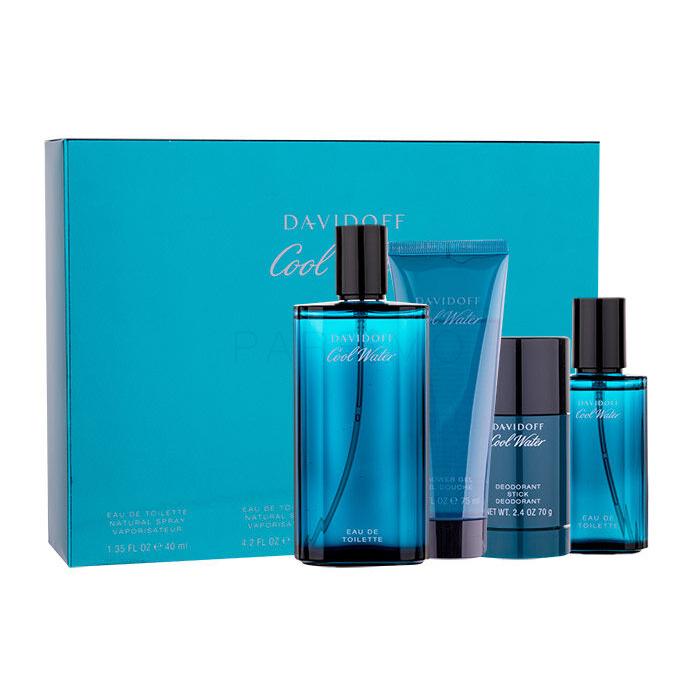 Davidoff Cool Water Darilni set toaletna voda 125 ml + deodorant v sticku 75 ml + gel za prhanje 75 ml + toaletna voda 40 ml