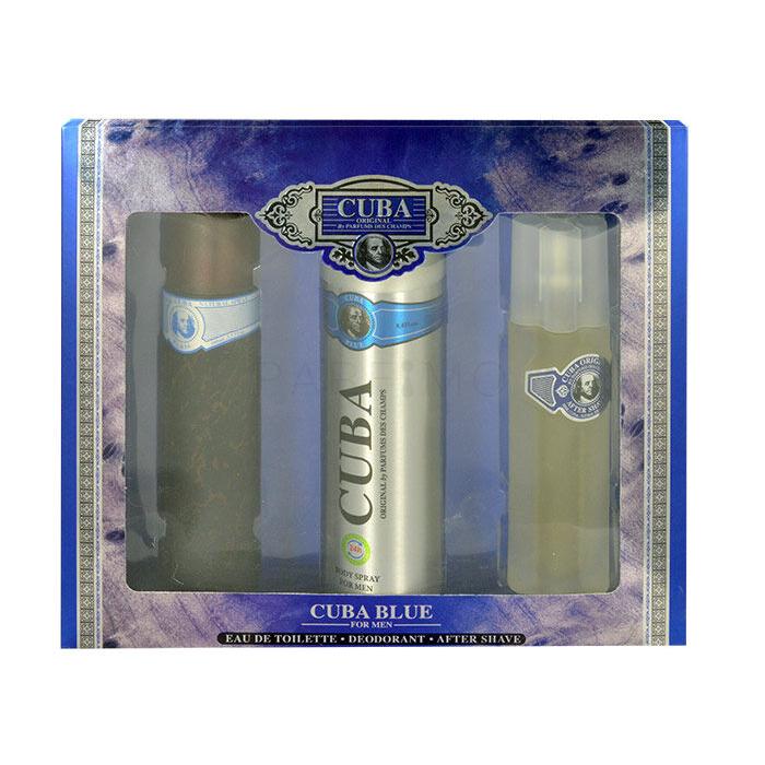 Cuba Blue Darilni set toaletna voda 100 ml + deodorant 200 ml + vodica po britju 100 ml poškodovana škatla