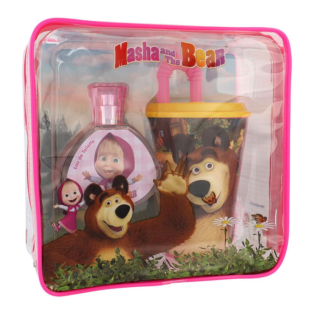 Disney Masha and The Bear Darilni set toaletna voda 50 ml + lonček za pitje s slamico + kozmetična torbica