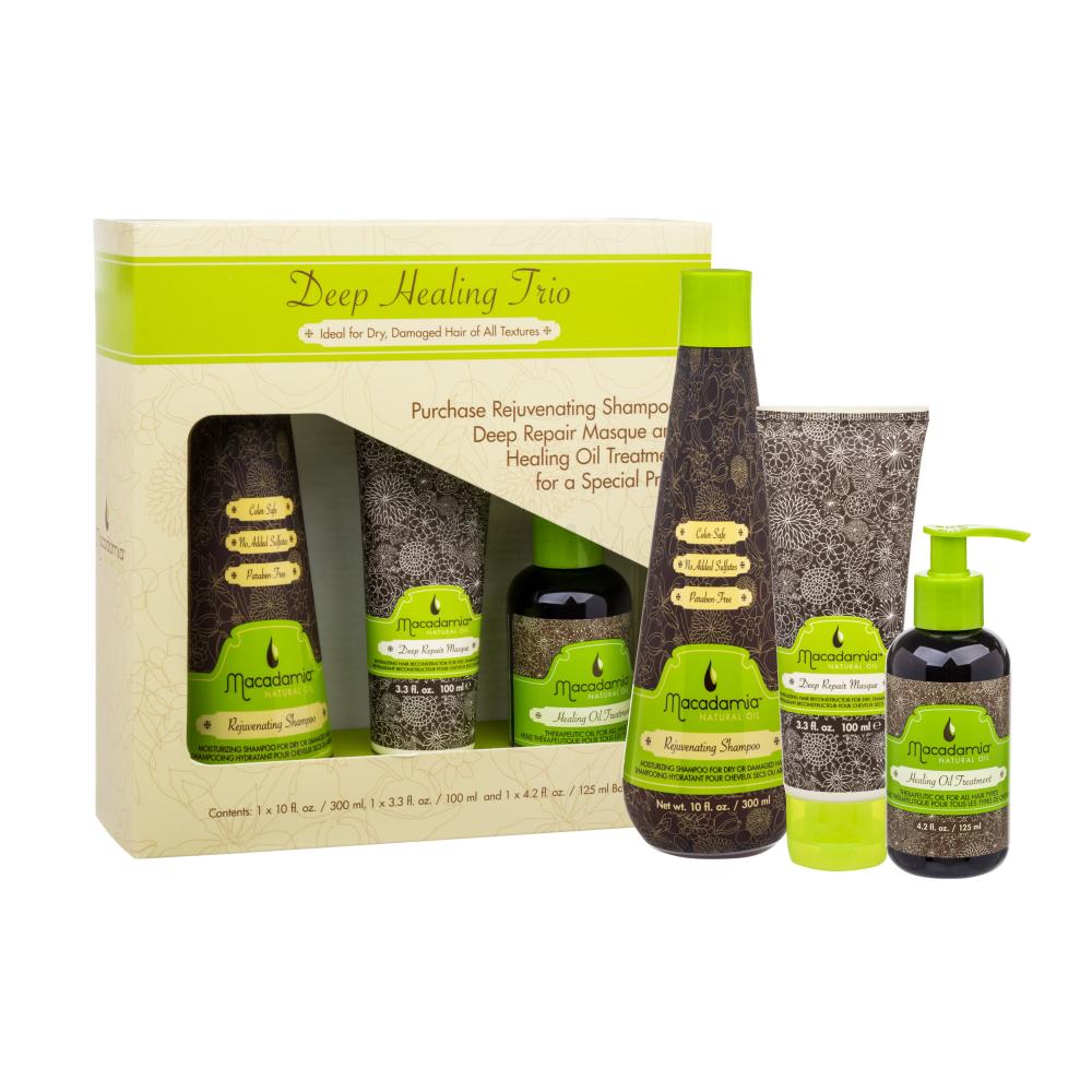Macadamia Professional Rejuvenating Darilni set šampon Rejuvenating Shampoo 300 ml + maska za lase Deep Repair Masque 100 ml + olje za lase Healing Oil Treatment 125 ml