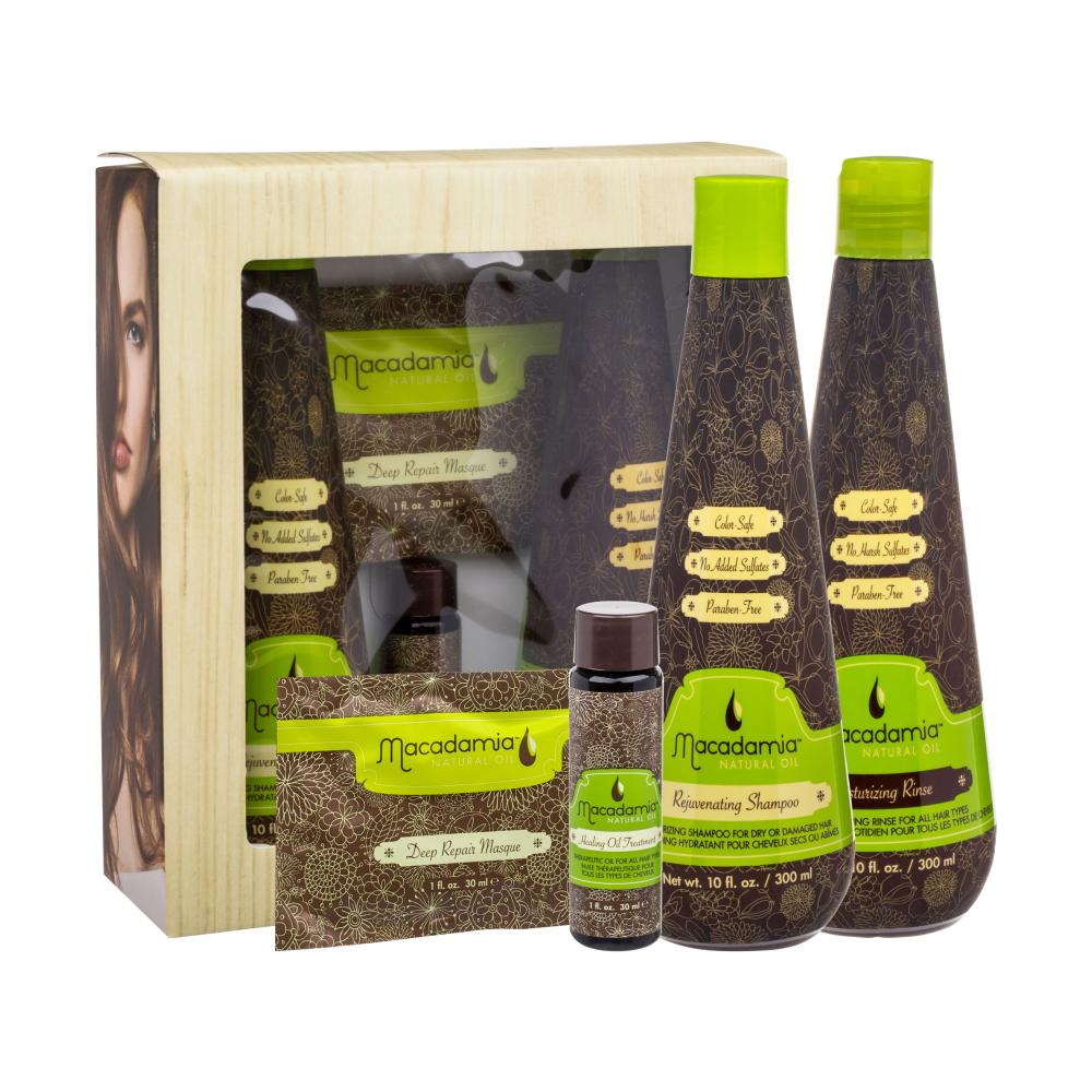 Macadamia Professional Rejuvenating Darilni set šampon Rejuvenating Shampoo 300 ml + maska Deep Repair Masque 30 ml + olje Healing Oil Treatment 30 ml + balzam Moisturizing Rinse 300 ml