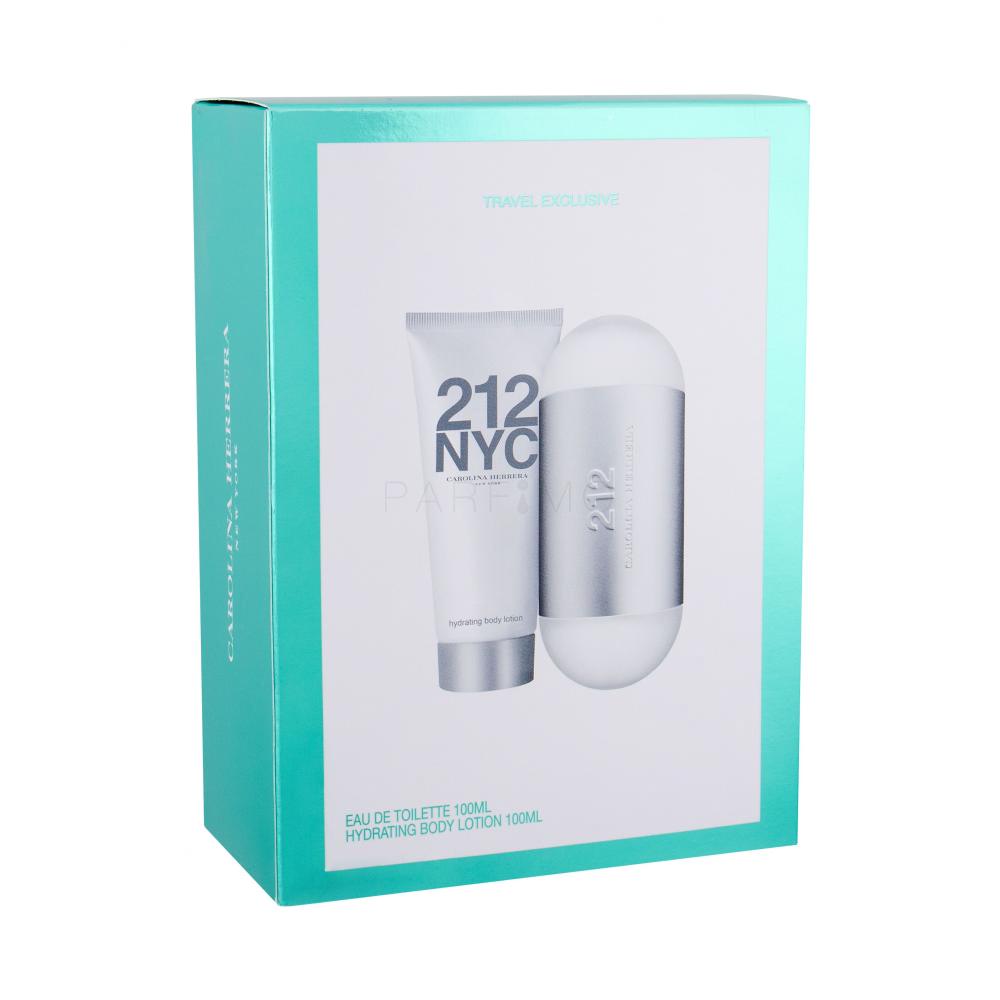 Carolina Herrera 212 NYC Darilni set toaletna voda 100 ml + losjon za telo 100 ml poškodovana škatla