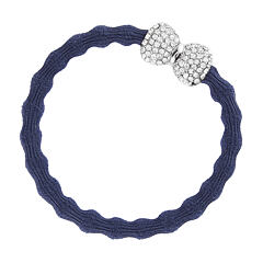 Elastika za lase By Eloise London Silver Bling Diamanté Bow 1 kos Navy Blue