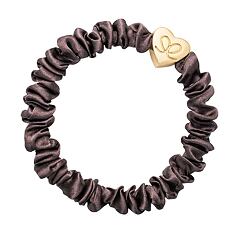 Elastika za lase By Eloise London Skinny Silk Scrunchie Gold Heart 1 kos Mocha