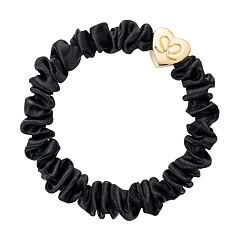 Elastika za lase By Eloise London Skinny Silk Scrunchie Gold Heart 1 kos Black